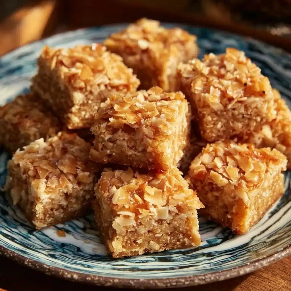 Delicious homemade easy coconut bars on a plate