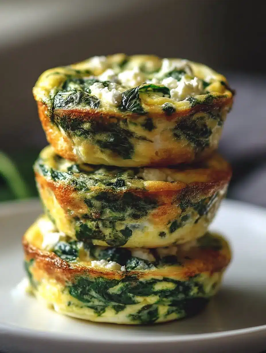Egg muffins with spinach and feta in a muffin tin
