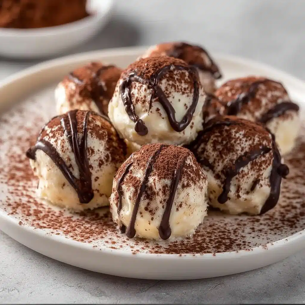 Delicious no-bake tiramisu truffles topped with cocoa powder