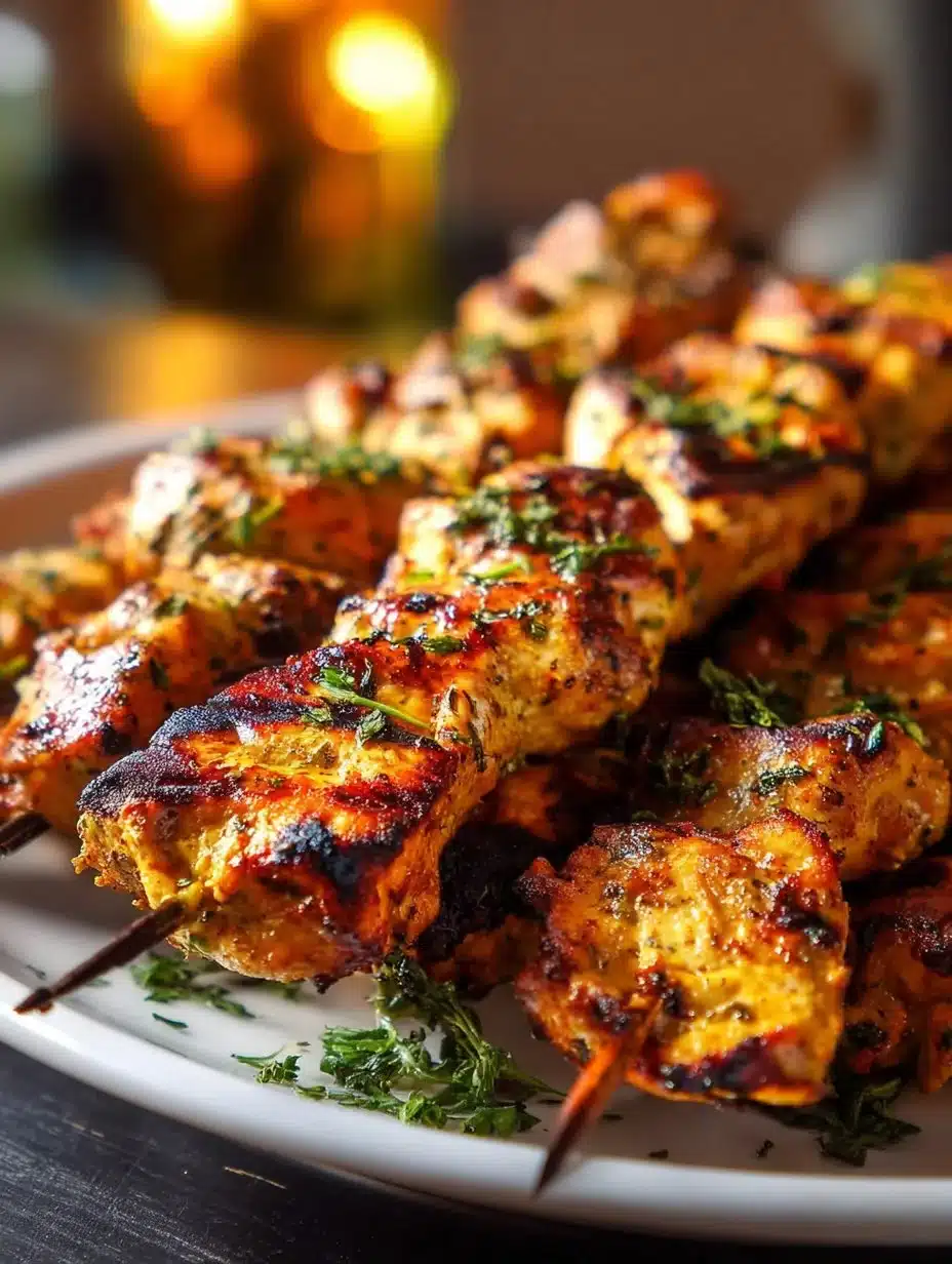 Delicious Persian chicken kabobs grilled to perfection on skewers