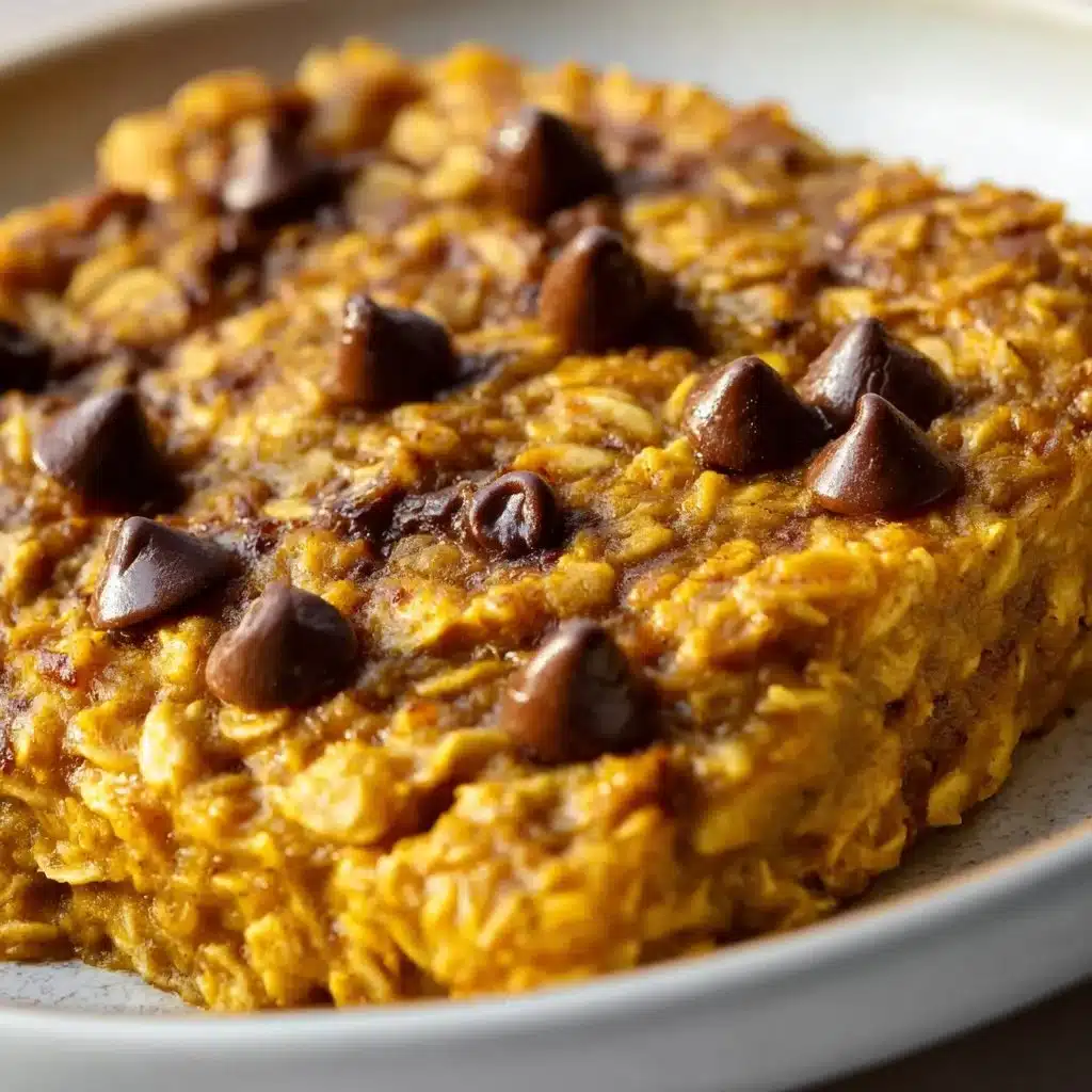Delicious Pumpkin Baked Oatmeal in a bowl topped with nuts and spices.