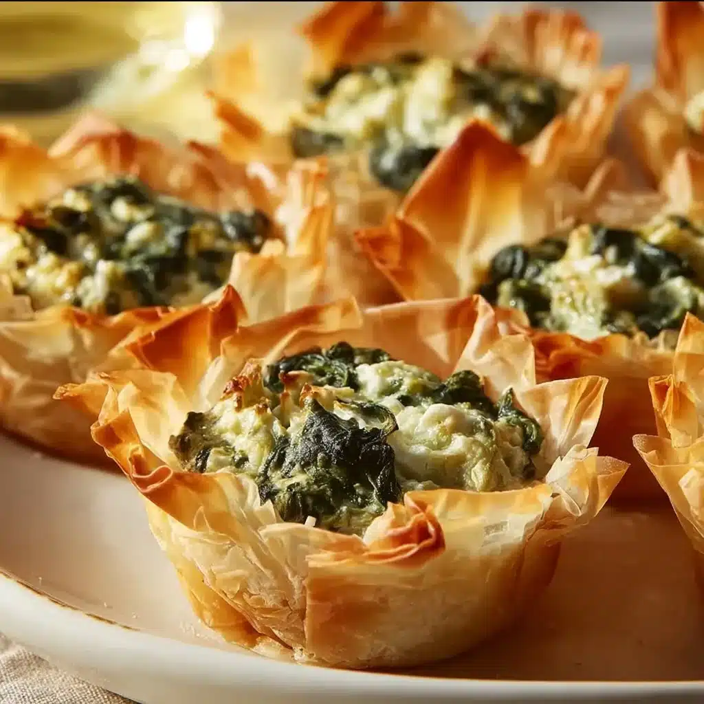 Delicious spinach artichoke dip cups served as appetizers