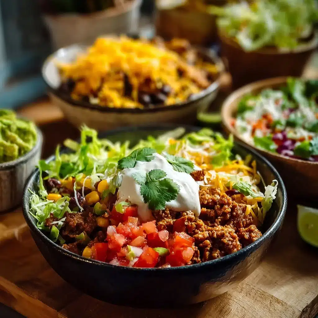 Colorful and nutritious taco lunch bowls filled with fresh ingredients.