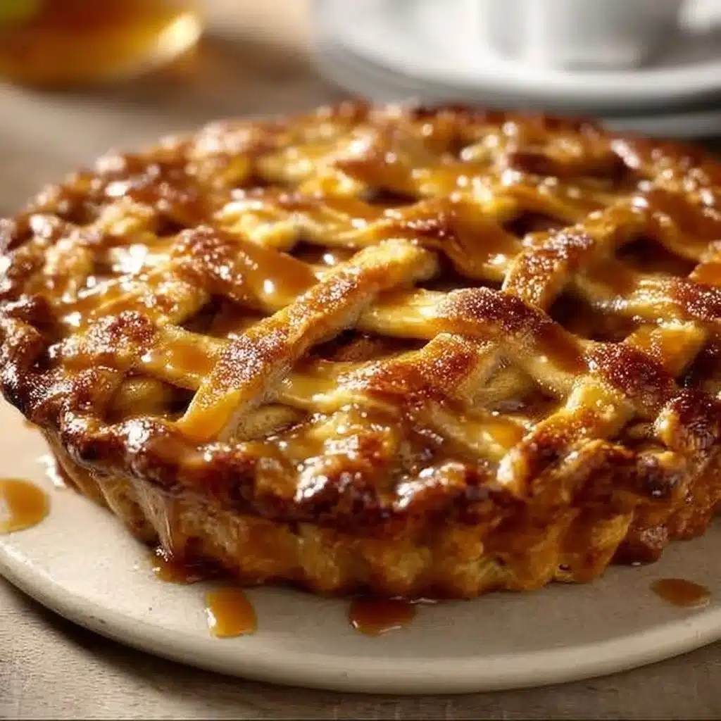 Delicious toffee apple pie with caramelized apples and rich toffee topping