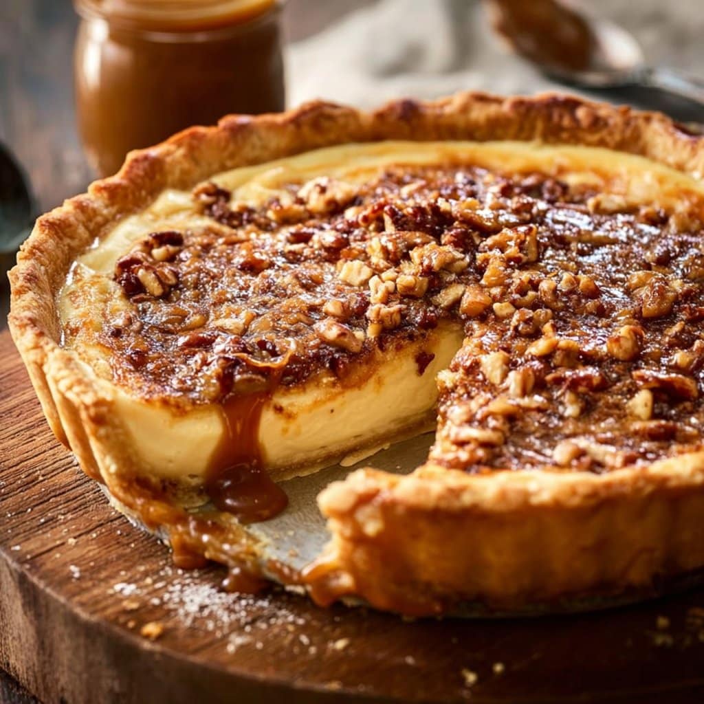 Award Winning Pies Recipes: Custard Pie with Decadent Praline Sauce