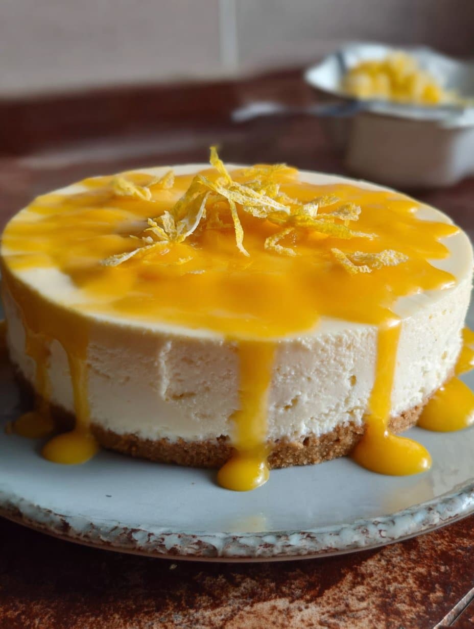 No-Bake Lemon Cheesecake with Mango Sauce