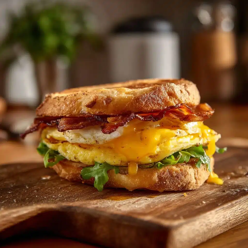 Delicious 5-minute breakfast sandwich with egg, cheese, and bacon