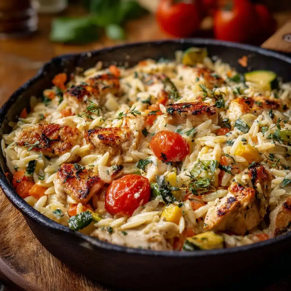 Boursin Orzo Bake with Chicken and Veggies