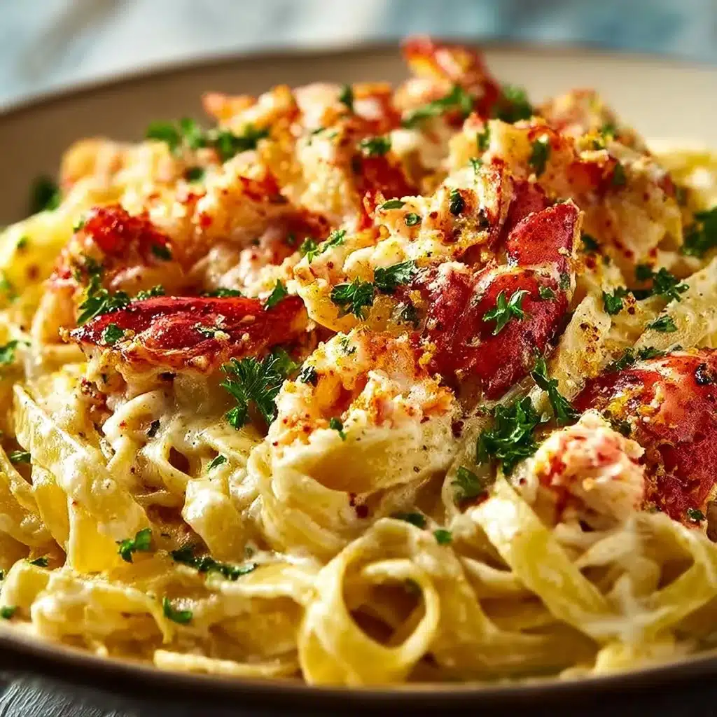 Delicious Cajun Seafood Alfredo featuring lobster and crab in a creamy sauce