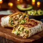 Delicious Chicken Avocado Ranch Burritos served on a plate.