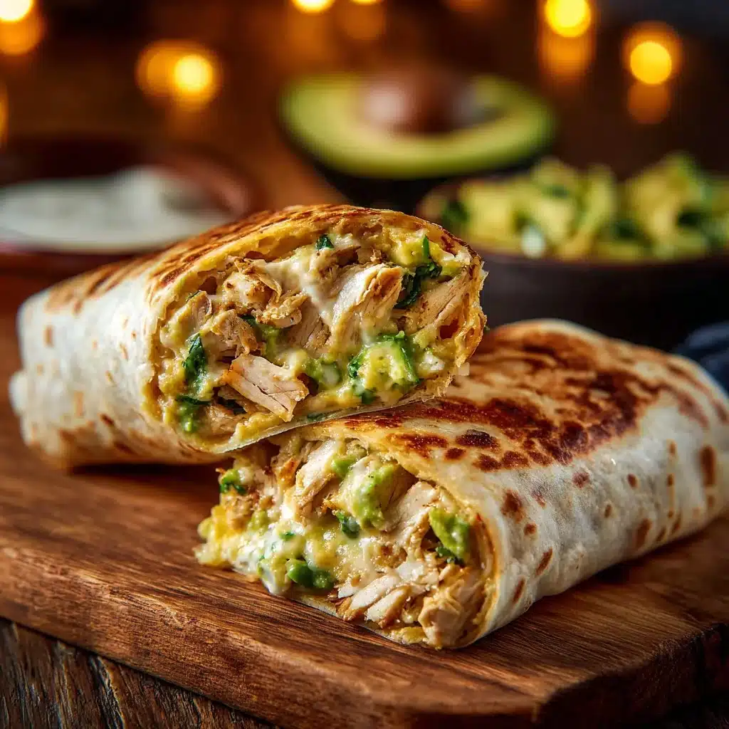 Delicious Chicken Avocado Ranch Burritos served on a plate.