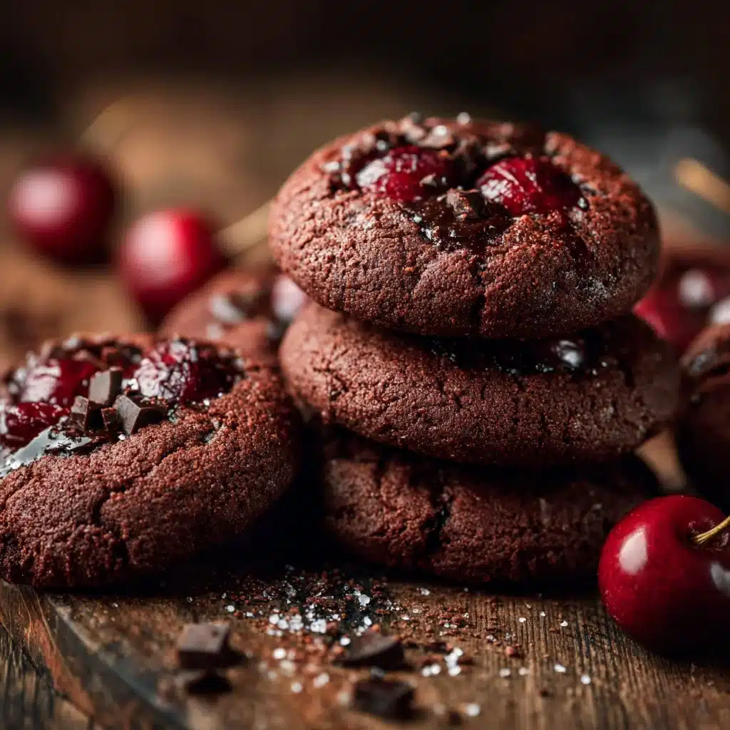 Delicious Chocolate Cherry Cookies on a plate ready to enjoy