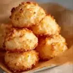 Delicious homemade Coconut Macaroons on a wooden plate