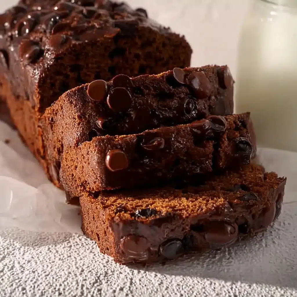Guilt-free chocolate banana bread with chocolate chips and bananas