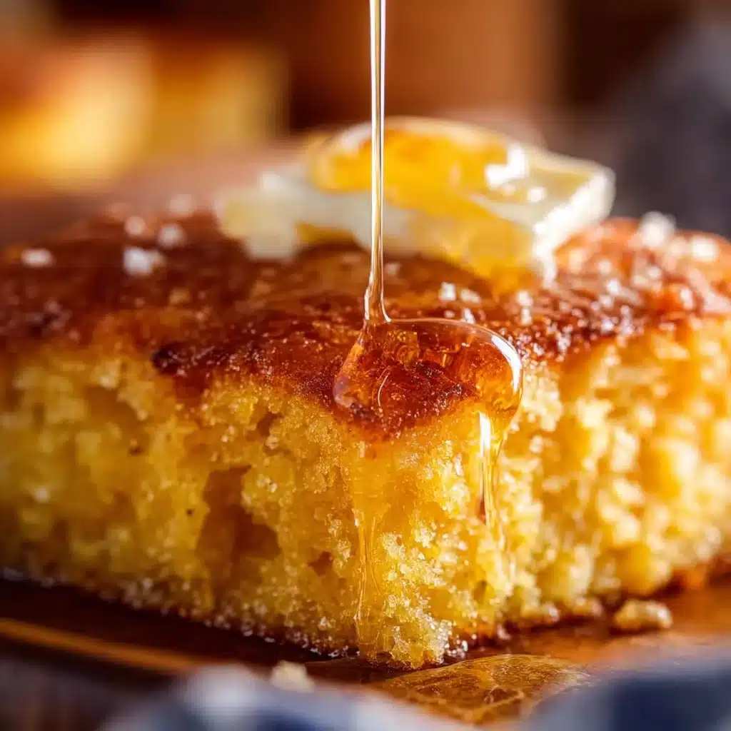Delicious homemade cornbread served warm on a wooden table