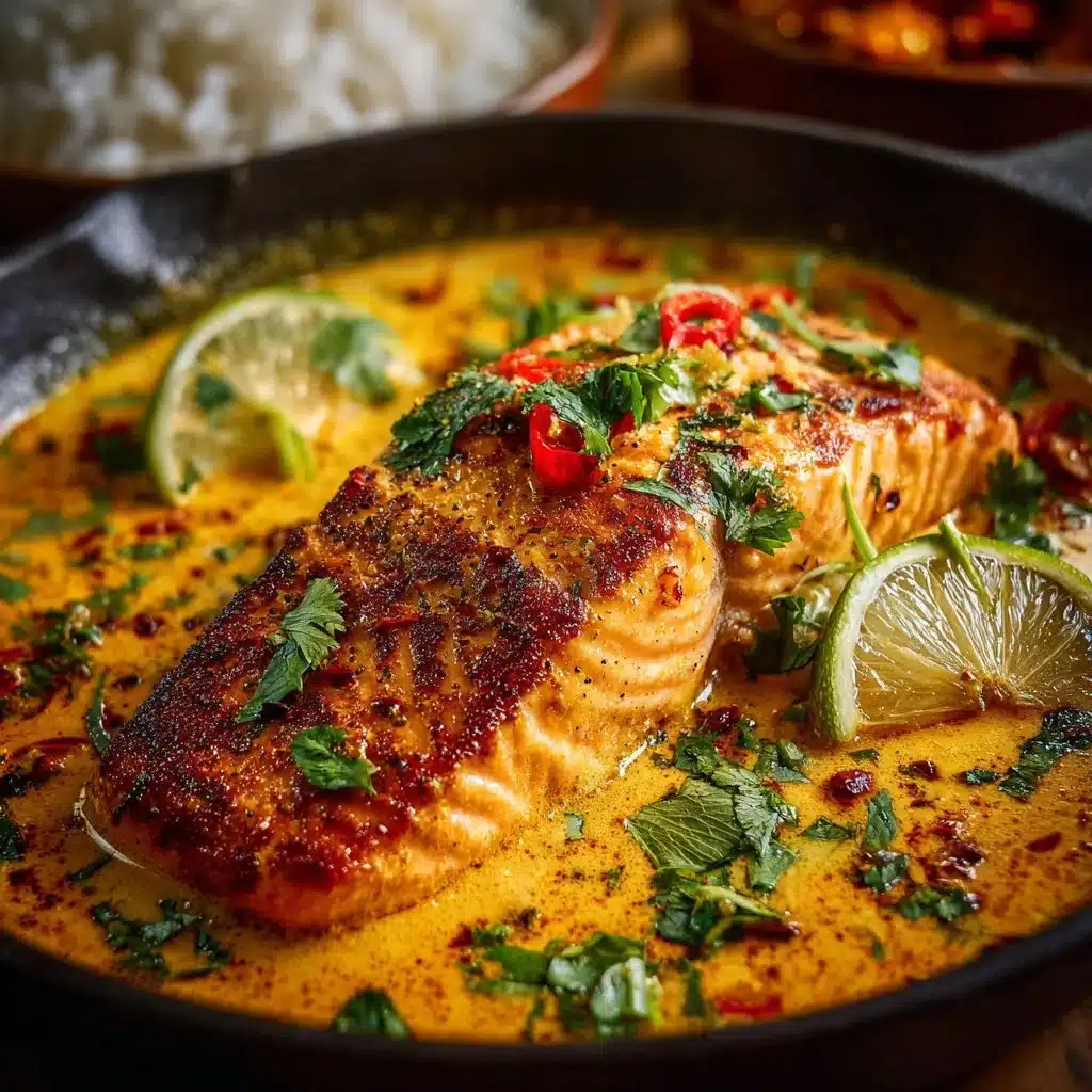 One Pan Coconut Curry Salmon with Garlic Butter