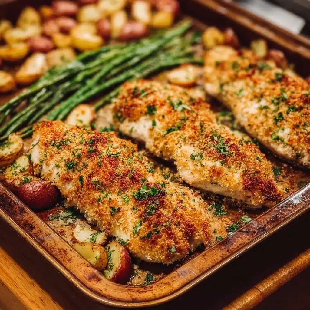 Parmesan Crusted Chicken Sheet Pan Dinner