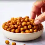 Crispy roasted chickpeas in a bowl, a healthy and flavorful snack option.