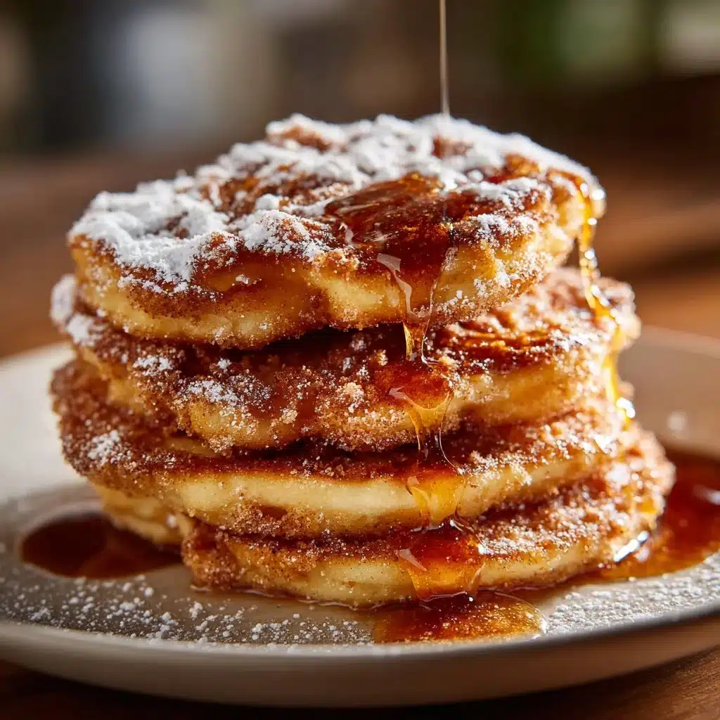 Delicious Spanish churro pancakes topped with chocolate and cinnamon sugar