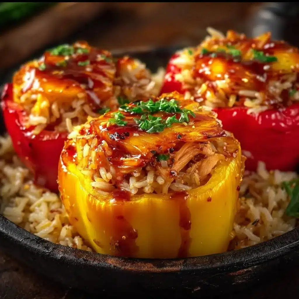 Teriyaki Pineapple Chicken Rice Stuffed Peppers