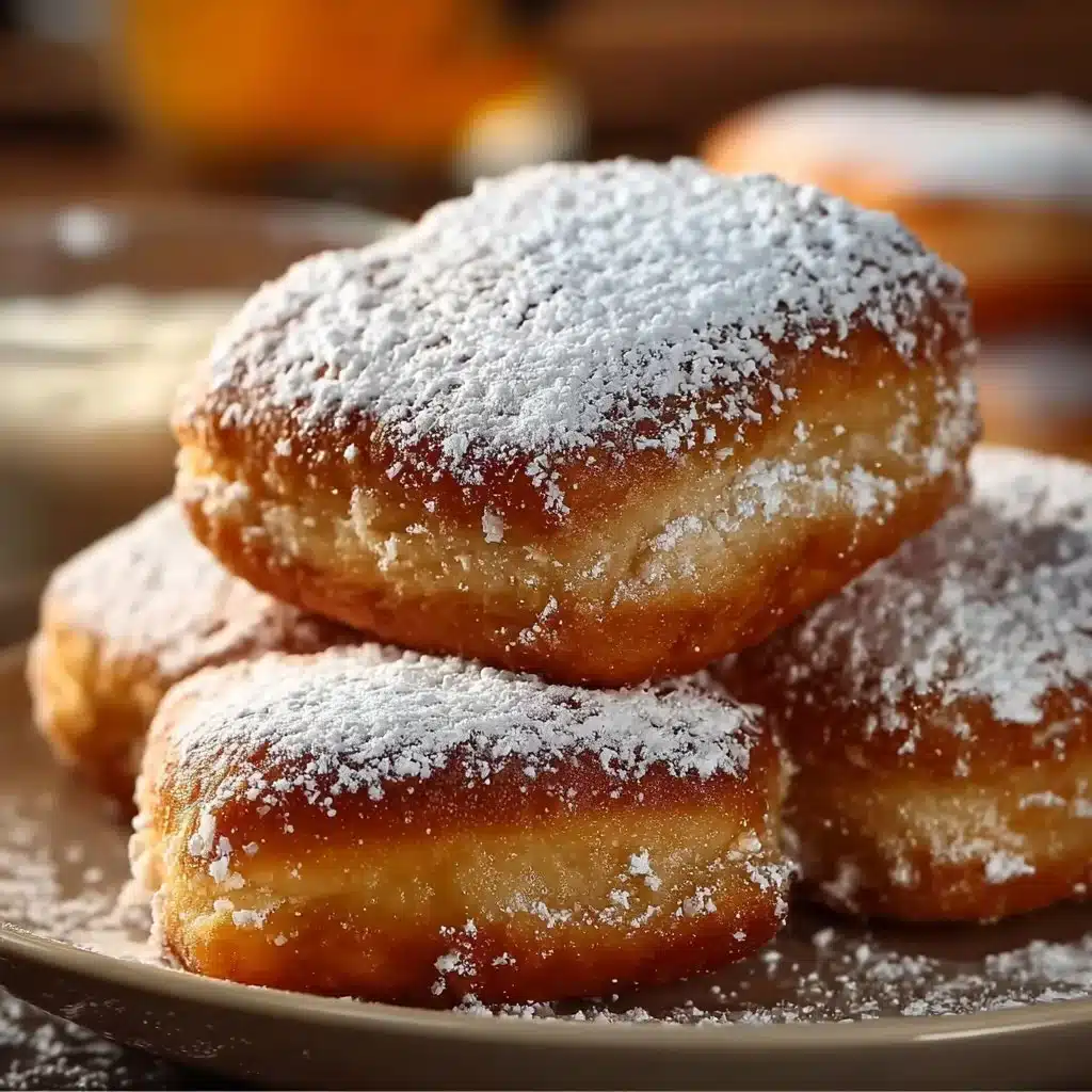 Freshly made Vanilla French Beignets dusted with powdered sugar