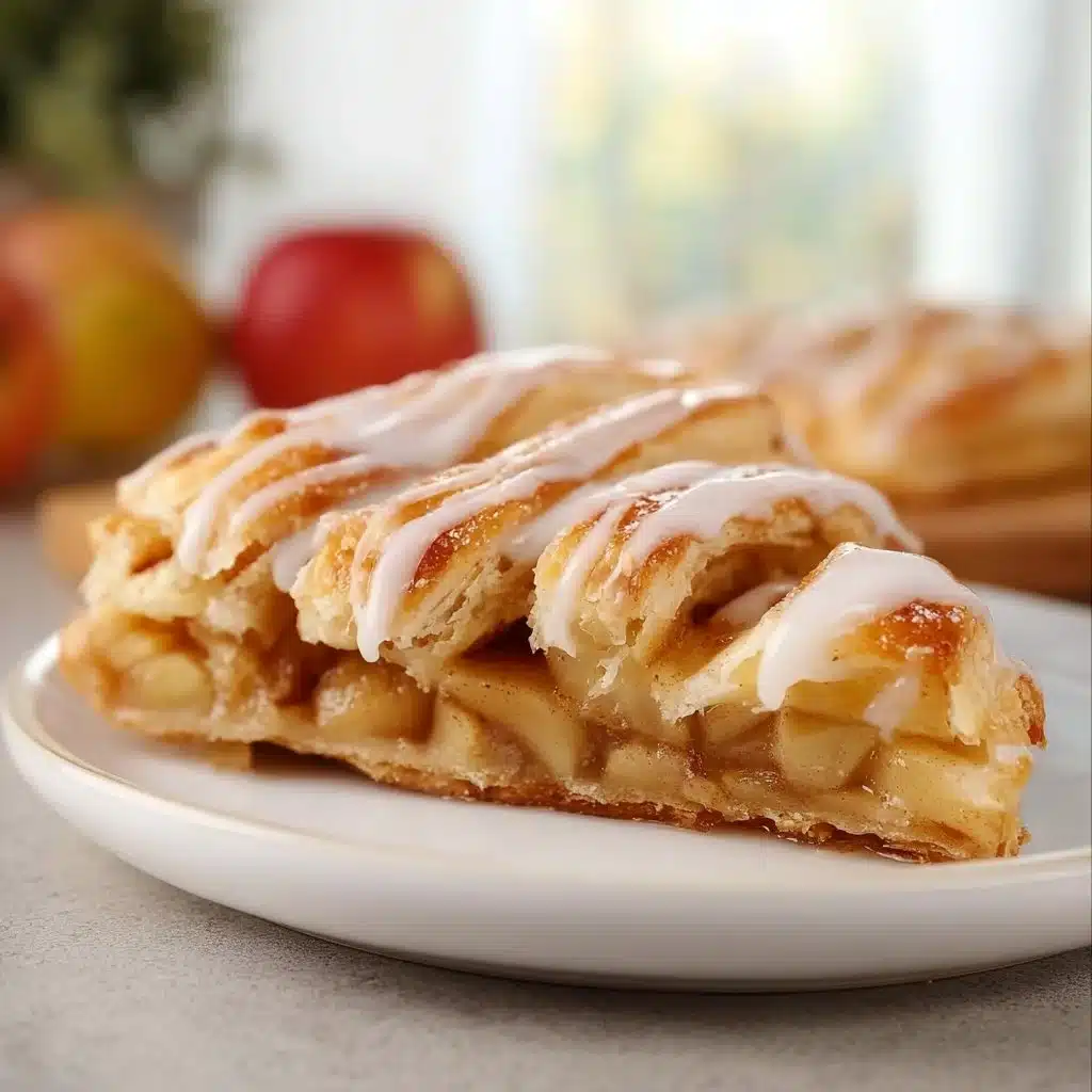 Delicious apple pie bars topped with cinnamon and sugar on a wooden table.