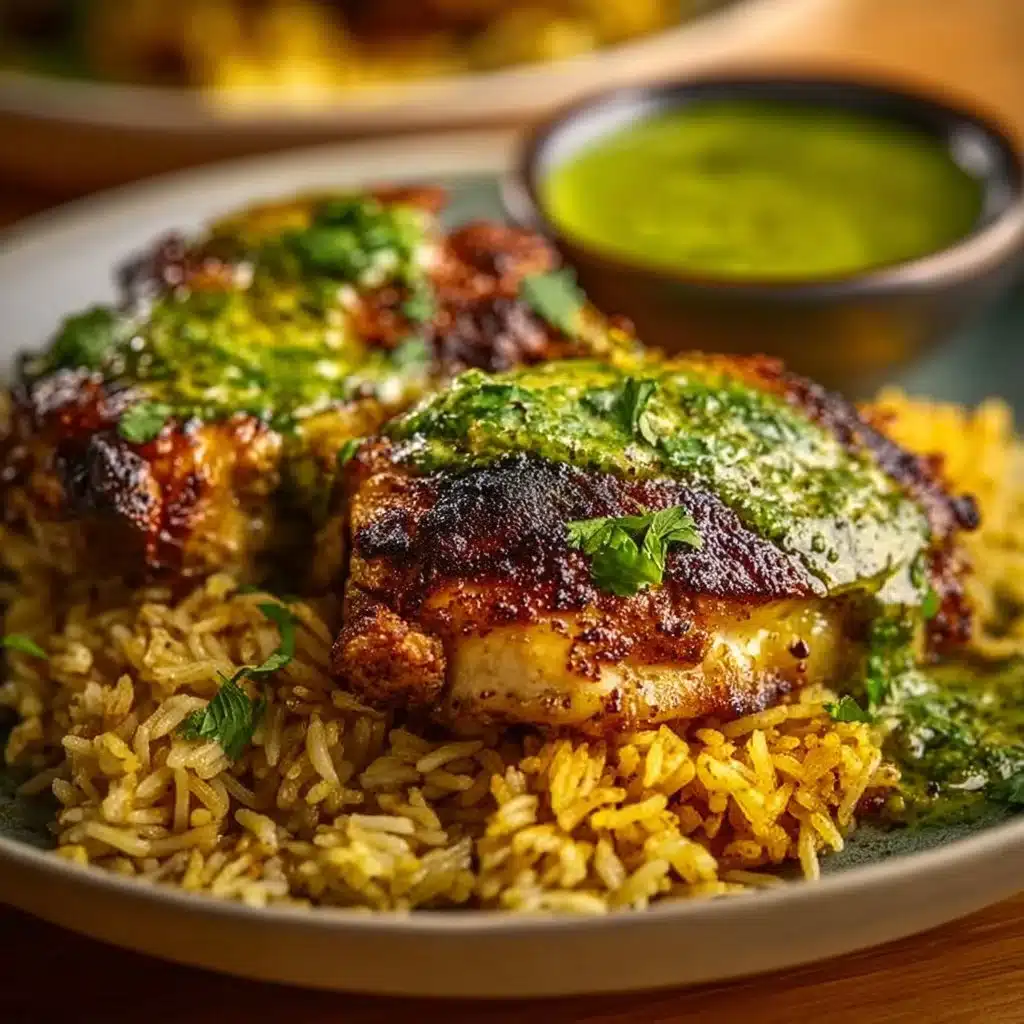 Chicken and Rice with Zesty Green Sauce