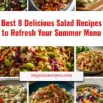Colorful summer salads featuring fresh ingredients and vibrant flavors.
