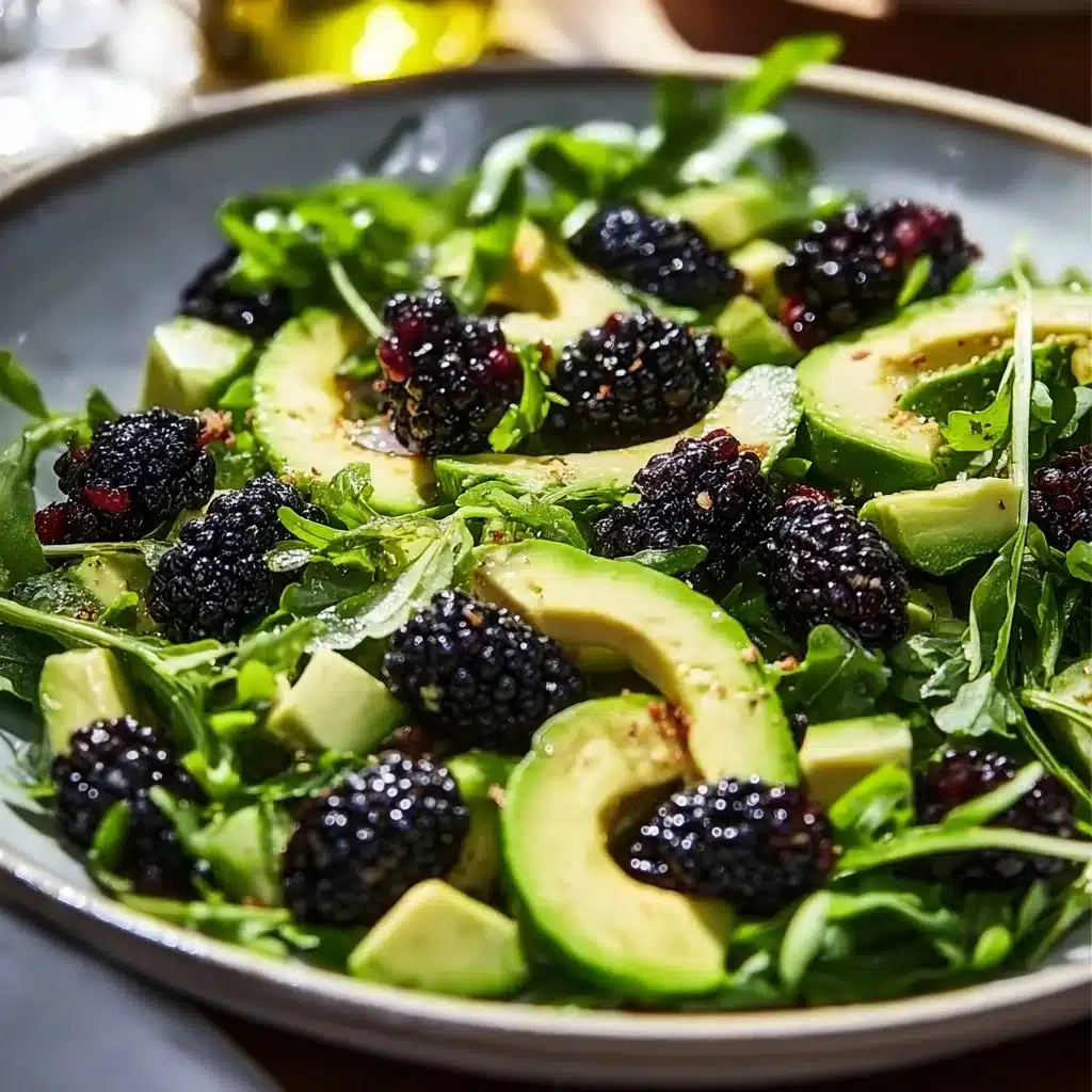 Healthy Blackberry Avocado Salad with arugula and vibrant berries