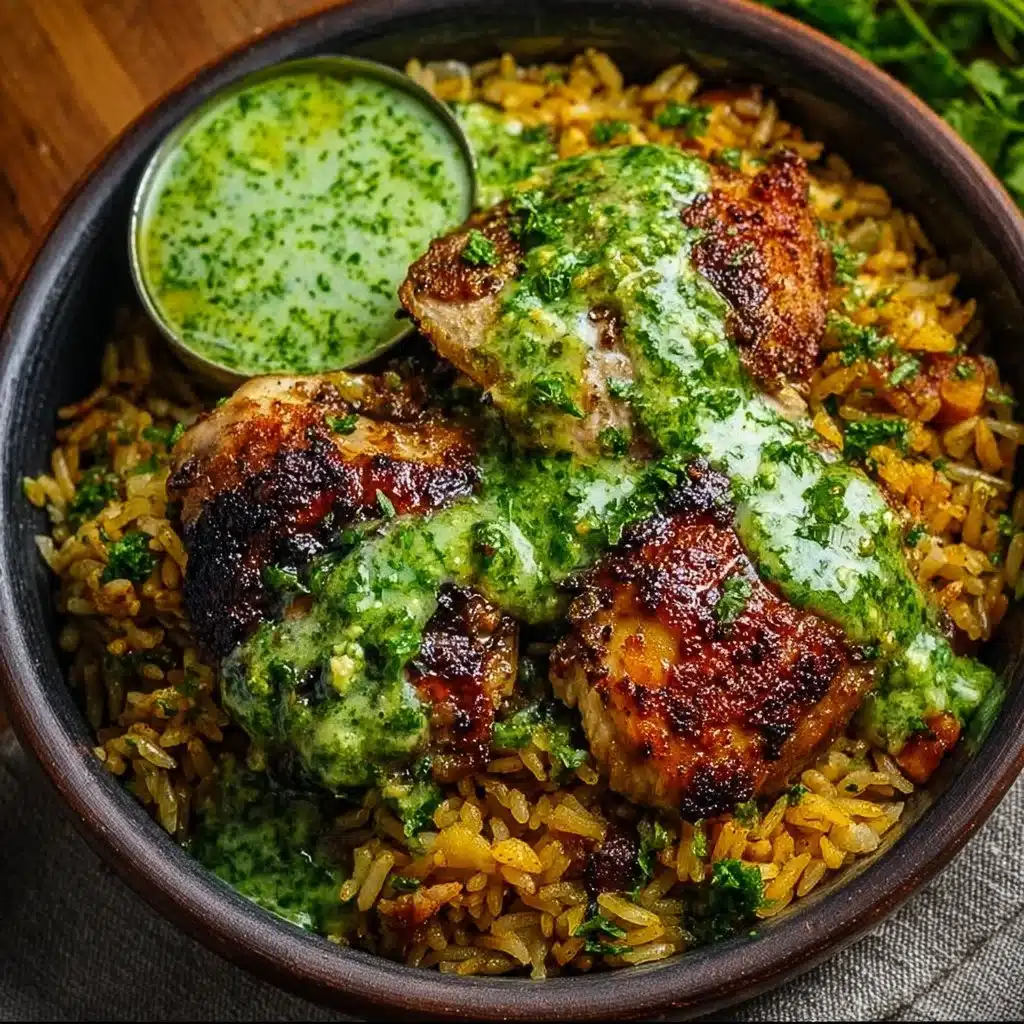 Peruvian Chicken And Rice with Green Sauce