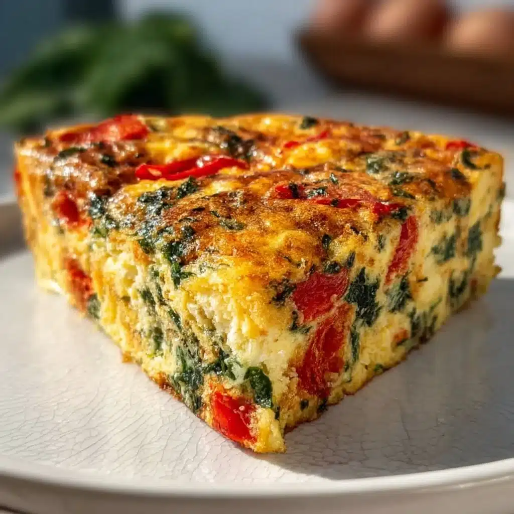 Cottage Cheese Crustless Quiche served on a plate with fresh herbs