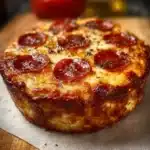 Cottage Cheese Pizza Bowl topped with fresh ingredients