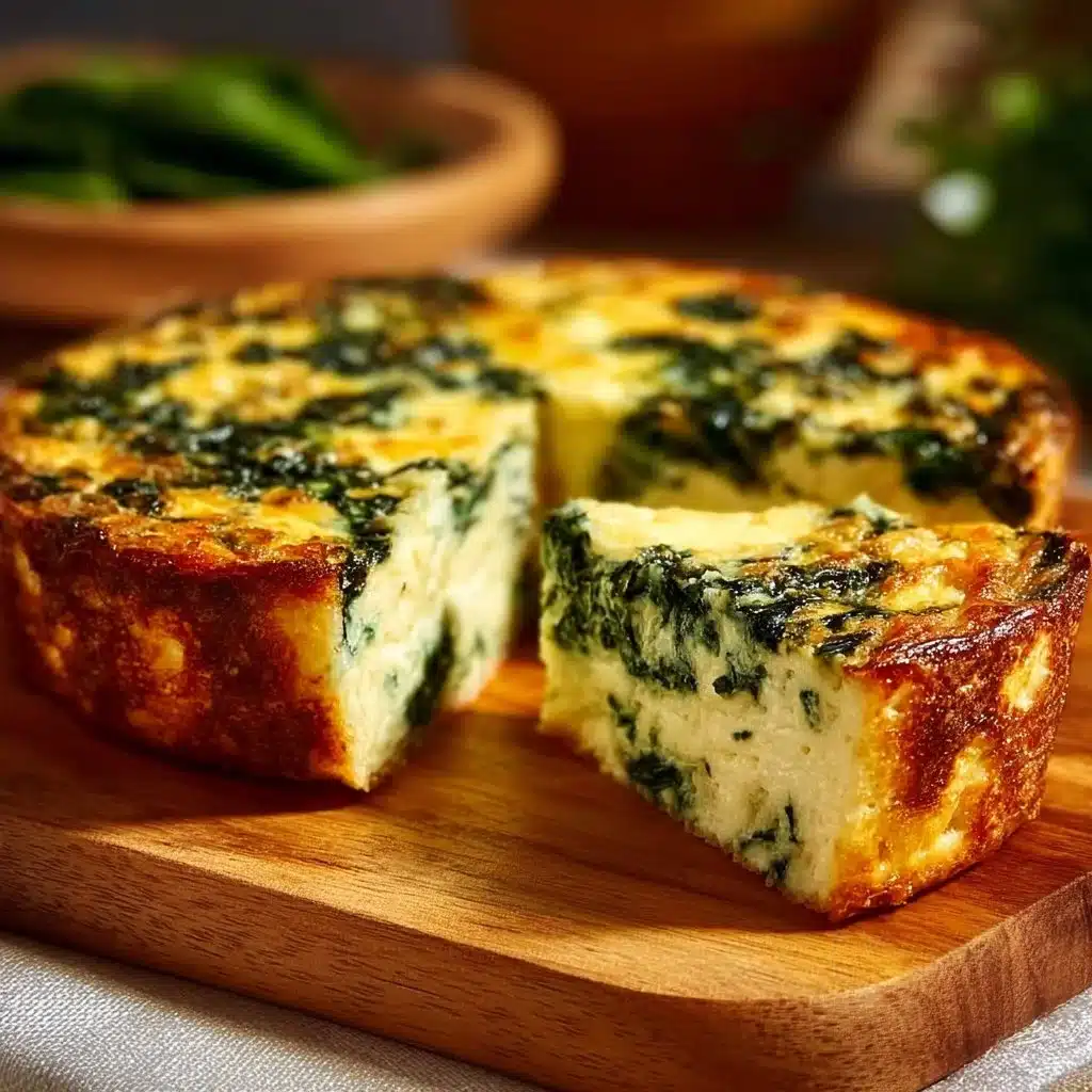 Cottage cheese and spinach crustless quiche ready to be served