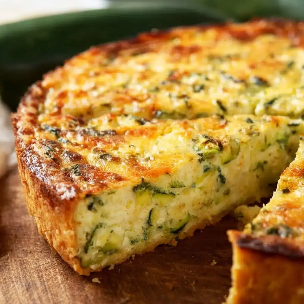 Delicious cottage cheese zucchini quiche slice on a plate