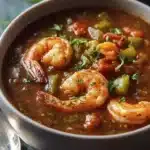 Bowl of Creole Seafood Gumbo with shrimp, crab, and fresh herbs