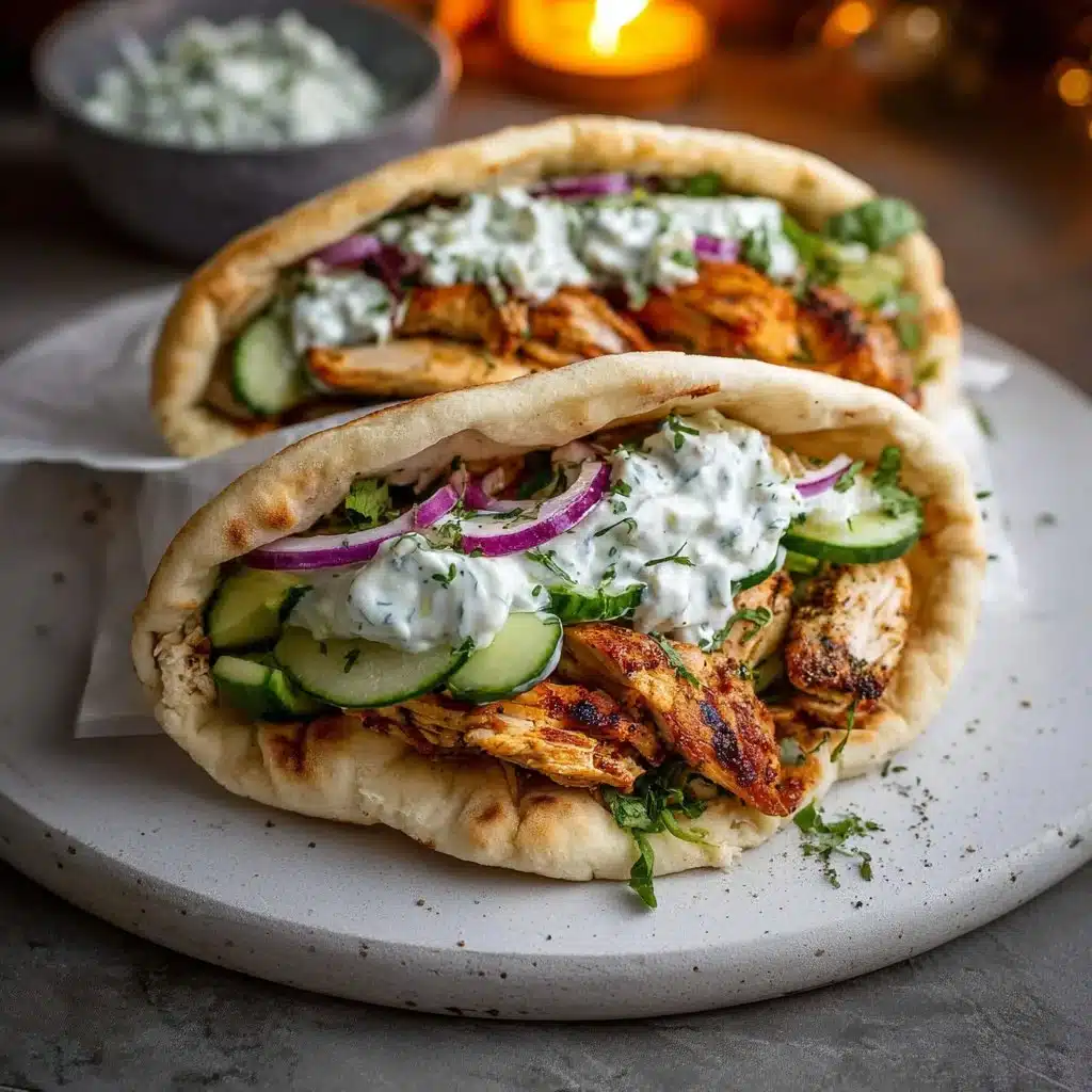 Crockpot Greek Chicken Pitas with Tzatziki