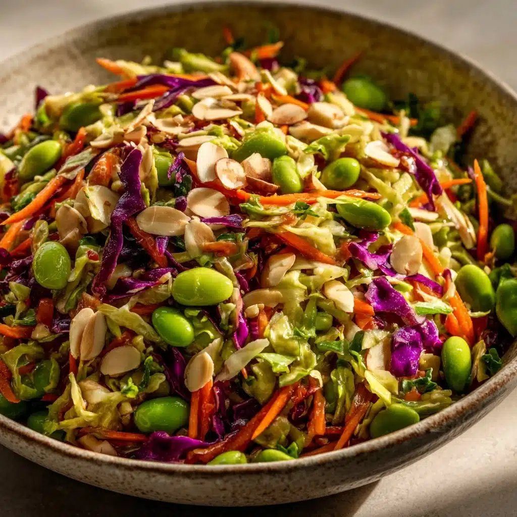 Crunchy cabbage edamame salad with sesame ginger dressing