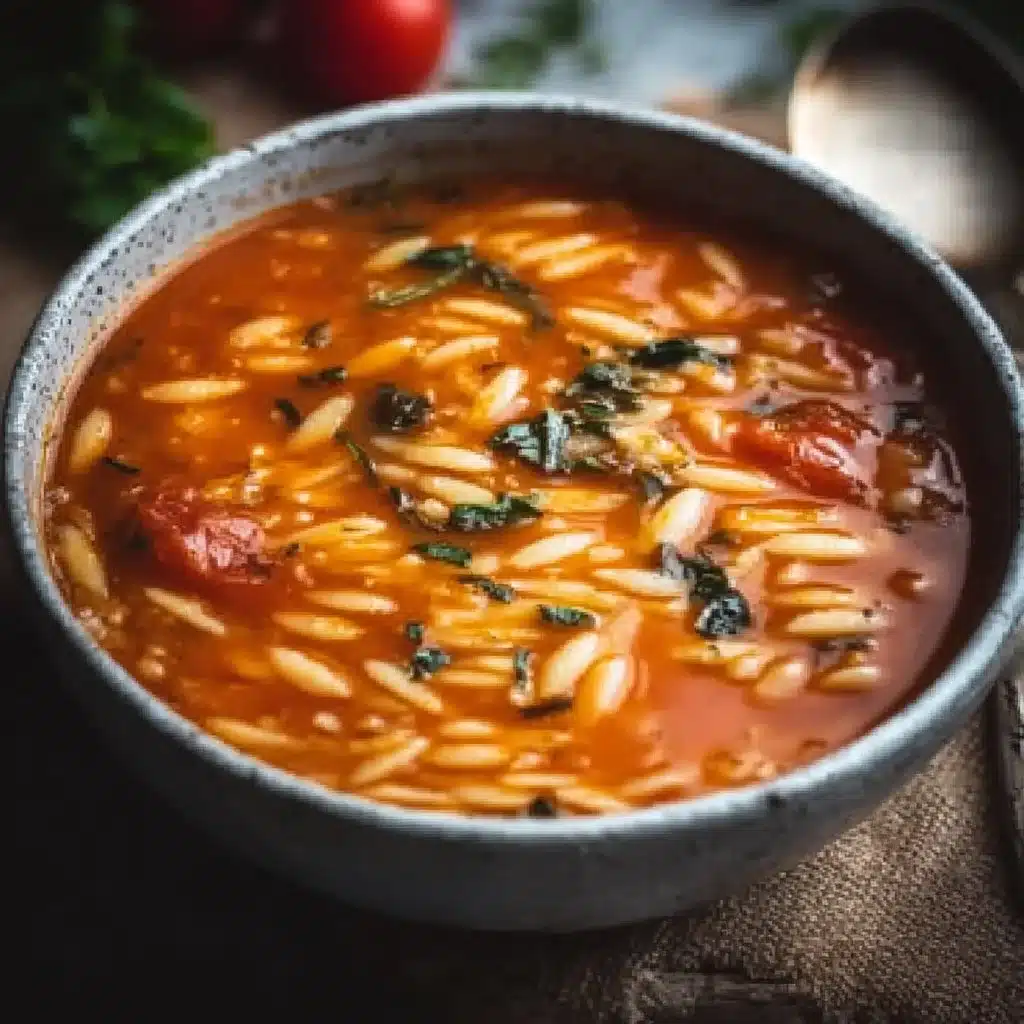 Flavorful Fire-Roasted Tomato Basil Orzo Soup Recipe