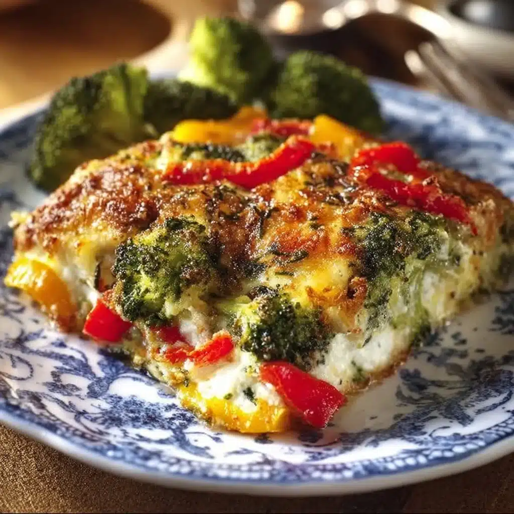 High-protein veggie bake with cottage cheese and colorful vegetables