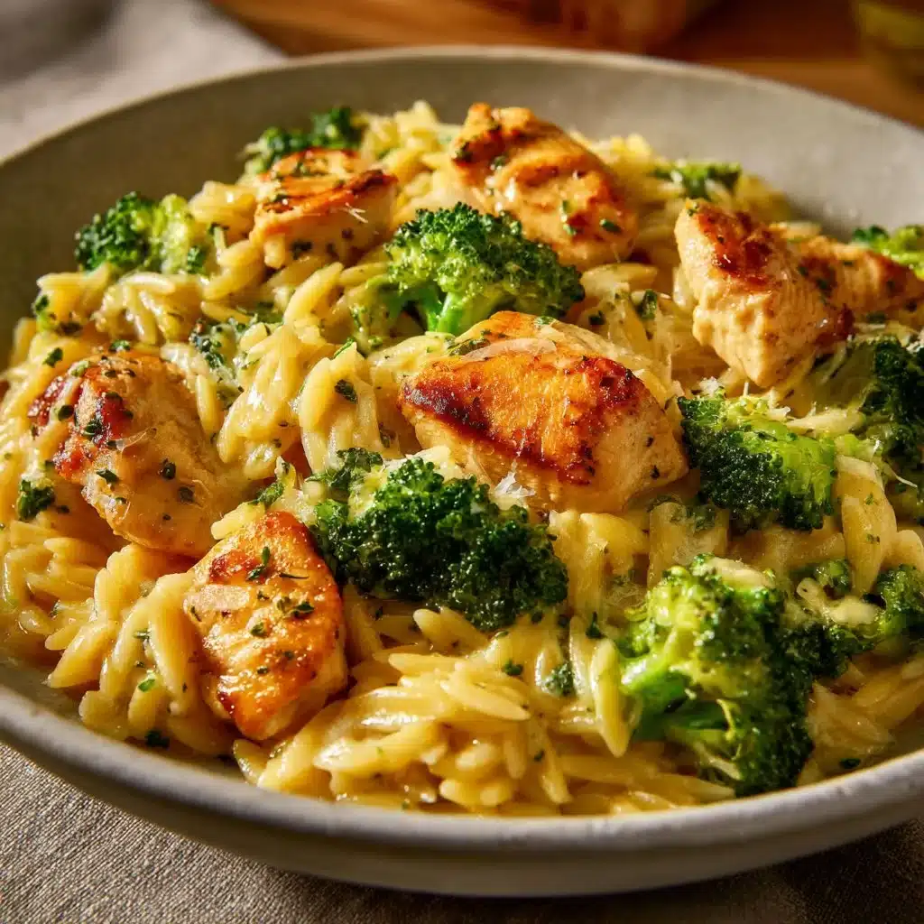One-Pot Cheesy Chicken and Broccoli Orzo