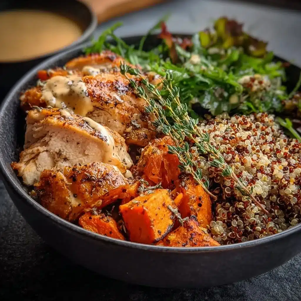 Roasted Sweet Potato Chicken & Quinoa Bowl