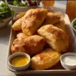 Plate of soft fried buns, golden brown and fluffy, ready to be served