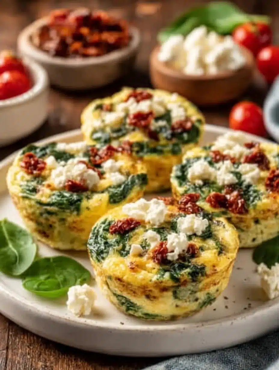 Spinach Feta Sun-Dried Tomato Egg Cups - healthy breakfast recipe