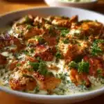 Delicious Turkish Chicken served with aromatic spices and herbs.