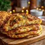 Air Fryer Cheesy Tortilla Garlic Bread with melted cheese and garlic