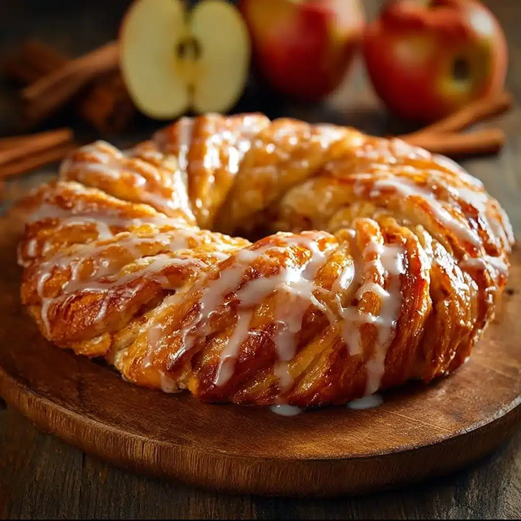 Freshly baked Apple Kringle pastry with apple filling