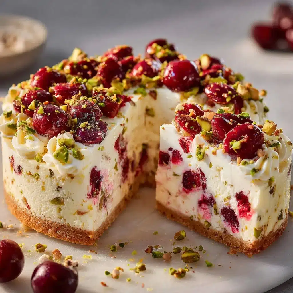 Luscious Lemon-Lime Cherry Pistachio Cheesecake