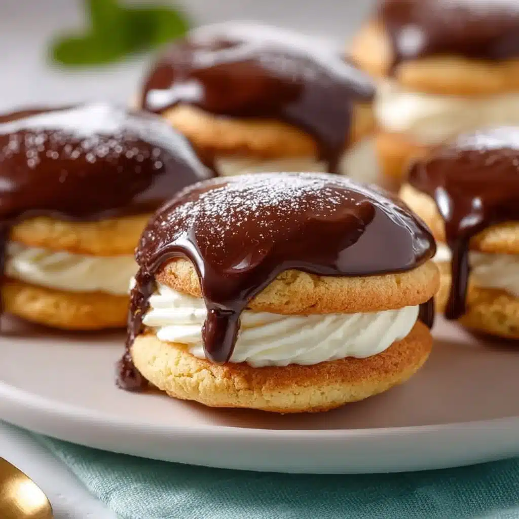 Delicious Boston Cream Pie Cookies with chocolate frosting and creamy filling