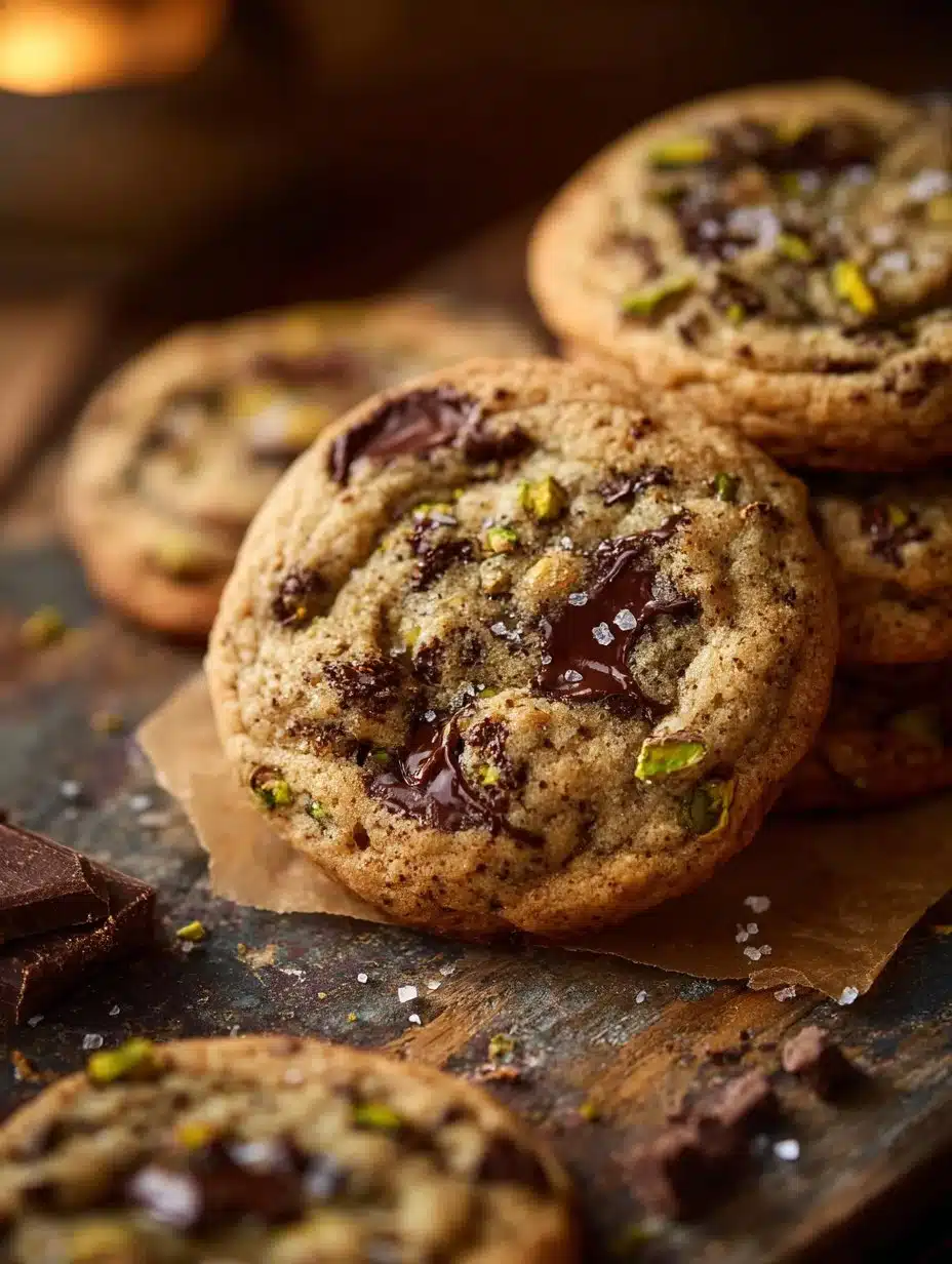 Brown Butter Pistachio Chocolate Chip Cookies