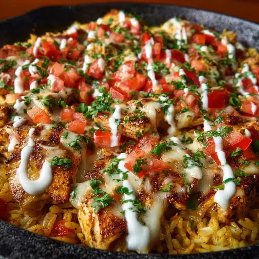 Creamy Cheese Sauce Chicken served with fluffy rice for a hearty meal